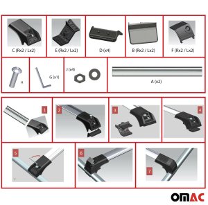 BMW X5 Roof Rack Cross Bars - Omac - Skybar 2Pcs - Gray - '00-'06